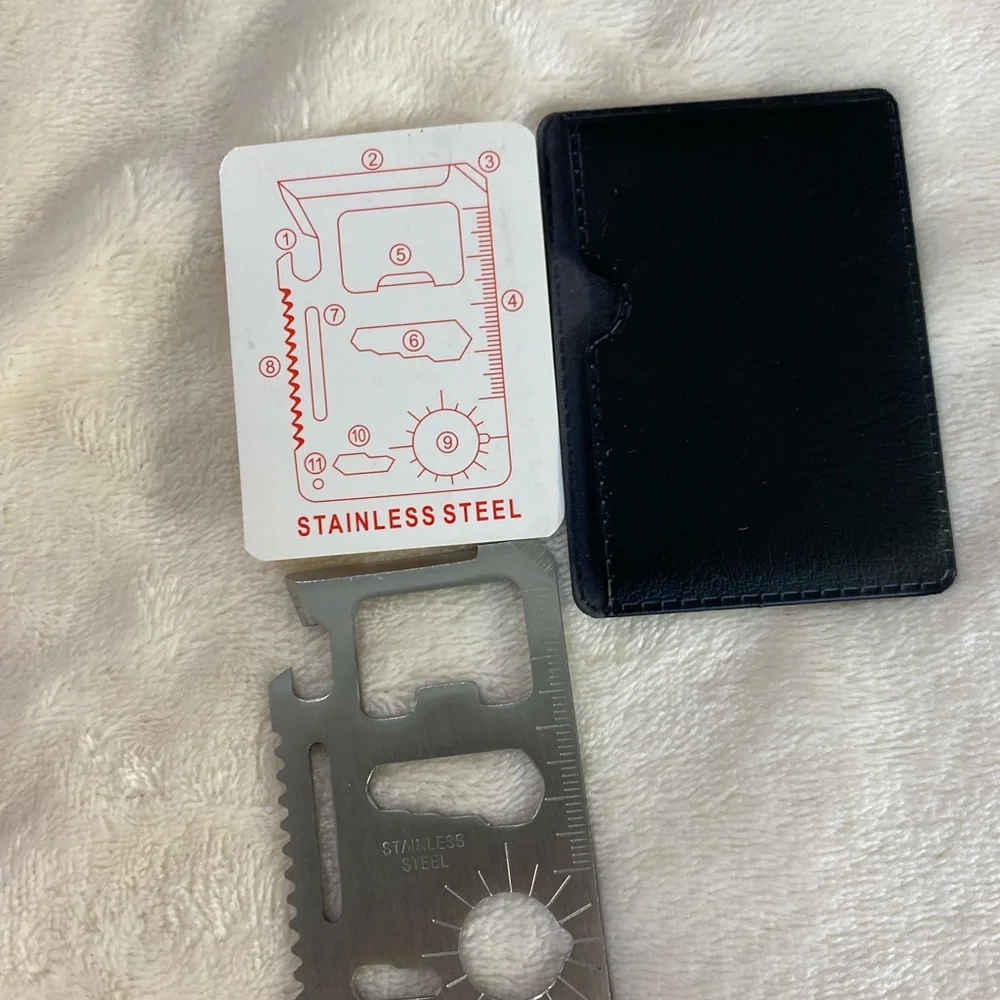 Stainless Steel Multipurpose Pocket Survival Tool Credit Card Size, Outdoor,Camp